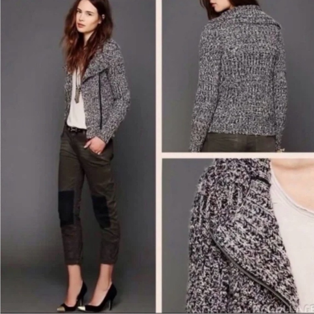 Free People Sweater. Asymmetrical Zip Moto Style